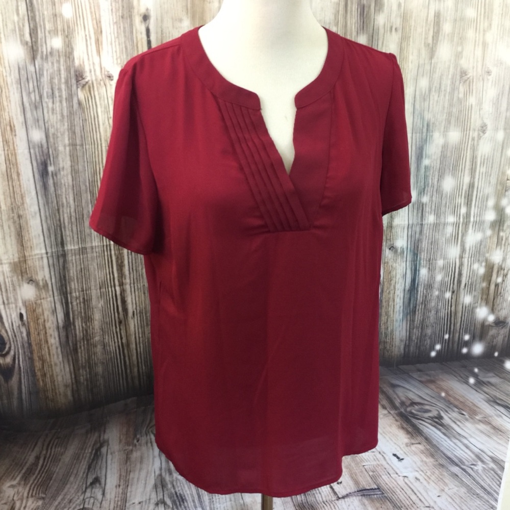 Praxton Pleat Detail Split Neck Blouse